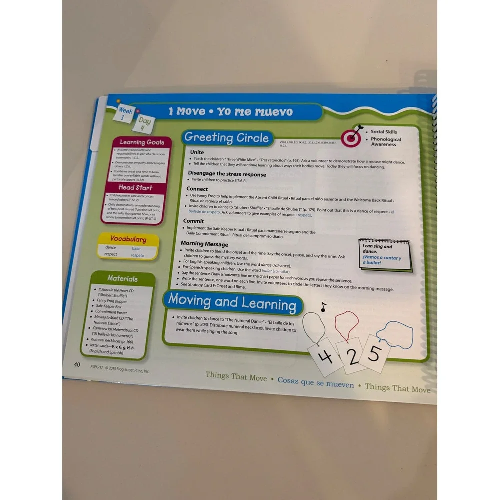Frog‎ Street Pre-K Teacher Guide Theme 7 Things That Move Bilingual